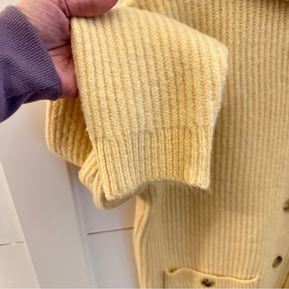 J CREW Luxe M Long rib stylish warm cream alpaca wool modern prep woman cardigan - Picture 8 of 15